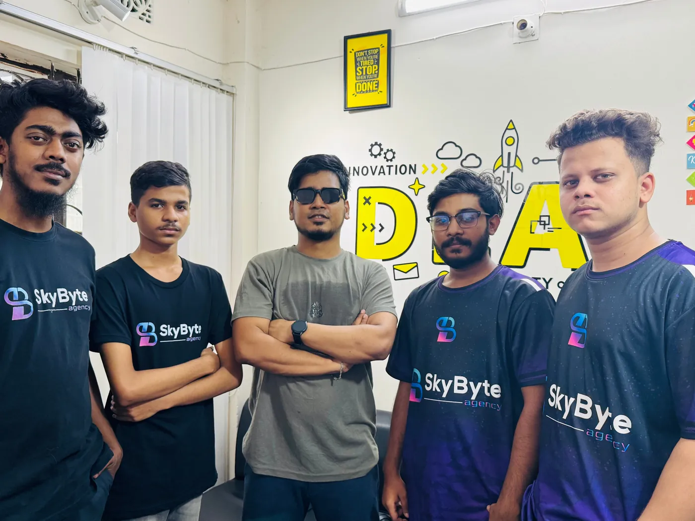 Skybyte Agency team celebrating a project milestone