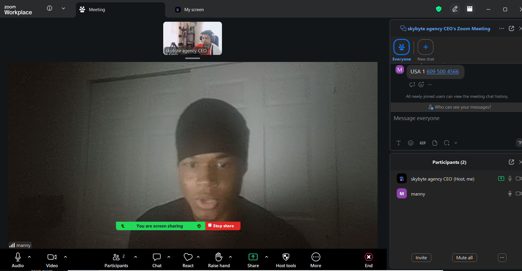 Hands-on screen share